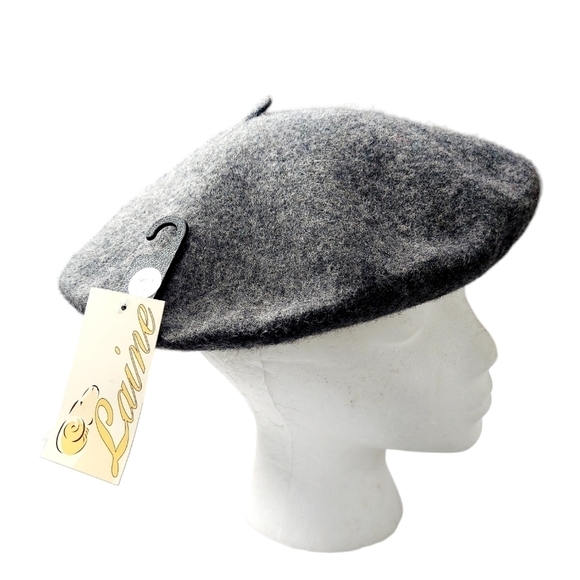 Wool Beret Gray Beanie Cap Hat Preppy Hipster NEW with Tags - Picture 1 of 9